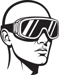 Head wearing goggles vector illustration perfect for sports related design and adventures outdoor