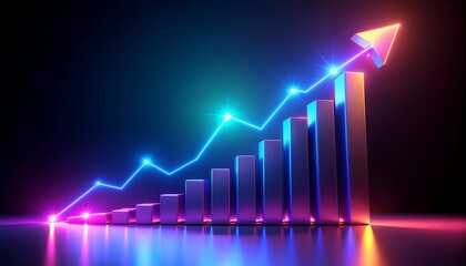 Vibrant Graph with Arrow Indicator Showing Growth and Progression