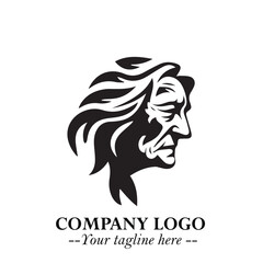 Obraz premium Elegant Old Woman Logo Symbol in Black on White Background with Classic and Minimalist Design