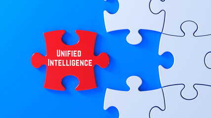Unified Intelligence.Red Puzzle Piece Representing Business Alignment, Leadership and Innovation Synergy.