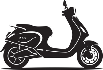 Sleek black electric scooter silhouette on white background for modern transportation eco friendly design