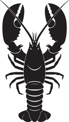 Black Silhouette of a Happy Lobster on White Background traced vector on transparent background