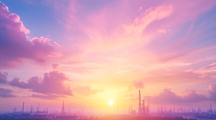 Industrial landscape under the sunset