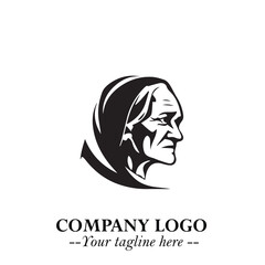 Elegant Old Woman Logo Symbol in Black on White Background with Classic and Minimalist Design
