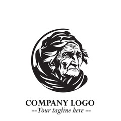 Elegant Old Woman Logo Symbol in Black on White Background with Classic and Minimalist Design