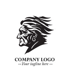 Elegant Old Woman Logo Symbol in Black on White Background with Classic and Minimalist Design