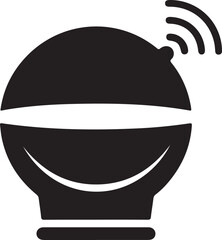 Smart Home Security Camera Vector Icon with Wireless Signal Silhouette Design