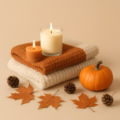 Luxury spa still life with aromatic candles and flowers for beauty and relaxation