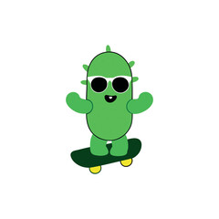 Tiny Cactus Wearing Oversized Sunglasses Dancing Art