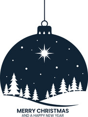 Vector art of christmas bauble with a winter landscape inside