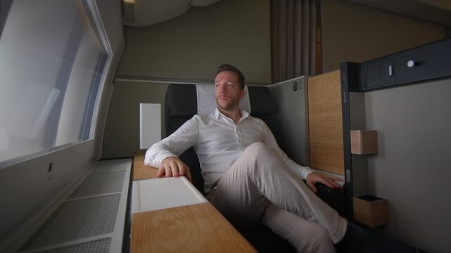 Enjoy a luxurious travel experience in a premium airplane seat that combines comfort and style