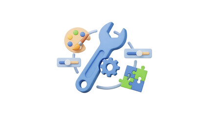 3d icon of 3d rendering of design and development tools isolated on transparent background creative process and problem solving