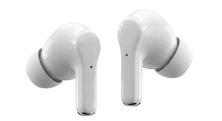 3d icon of wireless earbuds for listening to music, podcasts, and audio content isolated on transparent background
