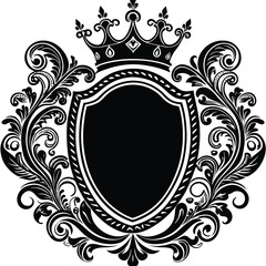 ornamental frame with crown and scroll detail.eps