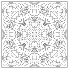 Vector black monochrome classic Greek square outline ornament. Rectangle of Ancient Greece and Roman Empire. Byzantine painting of walls, floors and ceilings. Decoration of European palaces
