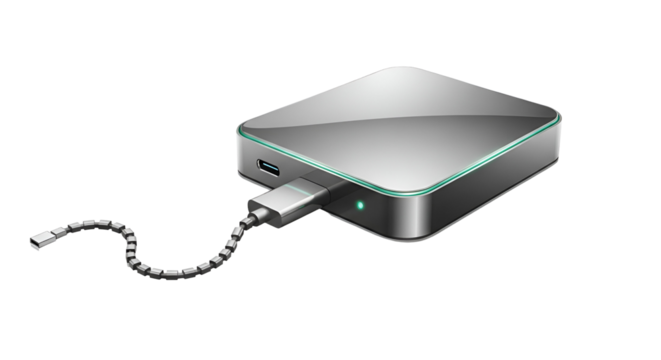 3d icon of external hard drive isolated on transparent background for data storage, backup, and portable memory device