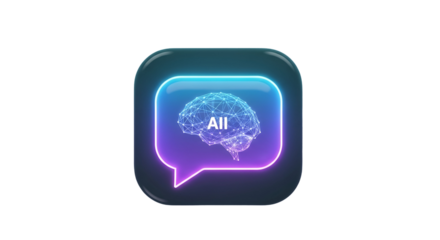 3d icon of ai chat bubble icon isolated on transparent background, a symbol of artificial intelligence communication