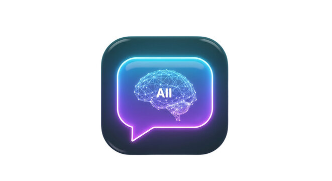 3d icon of ai chat bubble icon isolated on transparent background, a symbol of artificial intelligence communication - Powered by Adobe