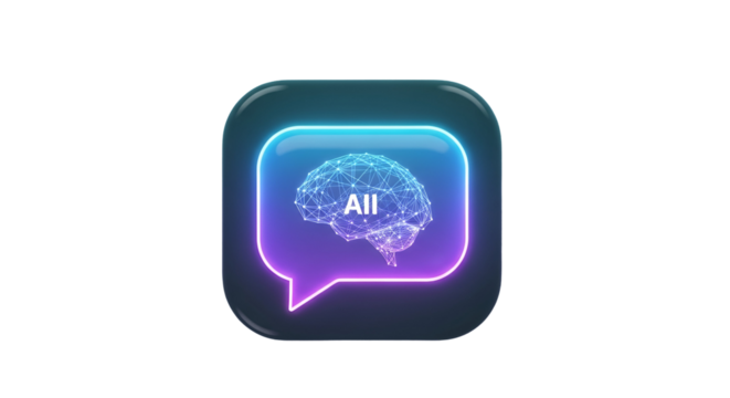 3d icon of ai chat bubble icon isolated on transparent background, a symbol of artificial intelligence communication