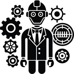 robotics and machine intelligence vector icons .eps