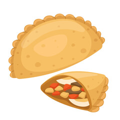 Vector illustration of Indonesian food pastel or Indonesian fried puff pastry filled with vegetables