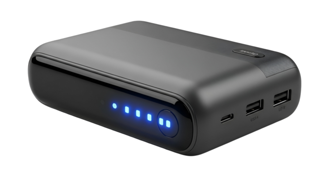 3d icon of power bank isolated on transparent background a portable and reliable power bank for charging devices on the go