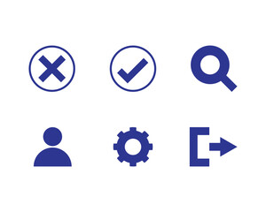 Essential UI Icons – Blue Interface Symbols for Web, App, and User Navigation
