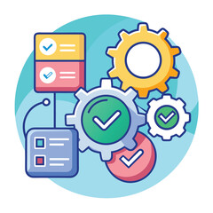 task optimization icon set with gears .eps