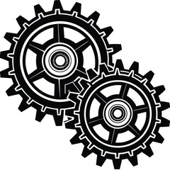 three metallic gears interlocked.eps