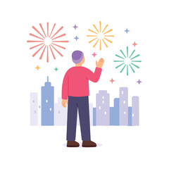 New Year Fireworks, lighting sky with colorful sparks