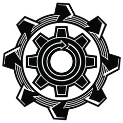 Fototapeta premium workflow automation gear icon with arrows .eps