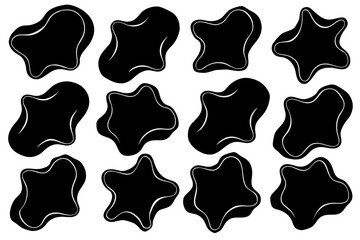 Collection of twelve black abstract organic shapes with white outlines