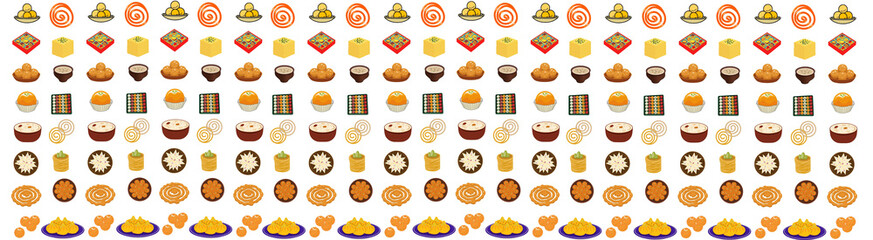 Grand Feast of Indian Mithai Sweets Seamless Pattern