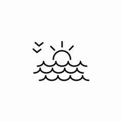 sunset seagulls ocean icon sign vector