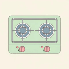 Naklejka premium Illustration of a Green Double Burner Gas Stove Kitchen Appliance Concept for Cooking