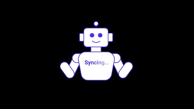 Syncing Text Animated with Robot, Symbolizing AI Efficiency and Seamless Integration
