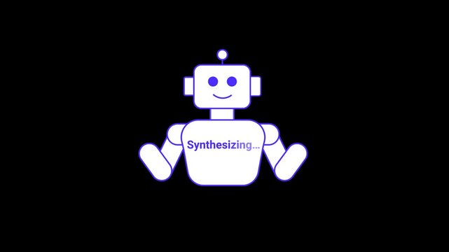 Synthesizing Text Animated with Robot, Symbolizing AI Efficiency and Knowledge Creation