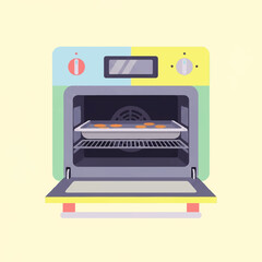 Oven Baking Cookies A Colorful Illustration of Baking Process and Culinary Delights