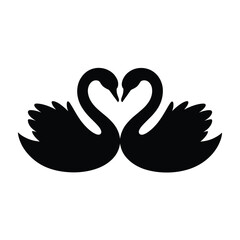 Obraz premium Two black swans forming a heart shape with their necks on a white background