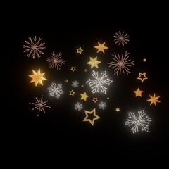 Festive winter background with gold stars and snowflakes. Perfect for Christmas, New Year, holidays.
