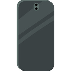 Modern mobile phone in dark gray color seen from the back with camera lens detail and reflective surface on transparent background vector illustration