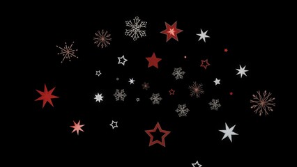 Festive holiday background with red and white stars and snowflakes. Perfect for Christmas, New Year's, and winter designs.