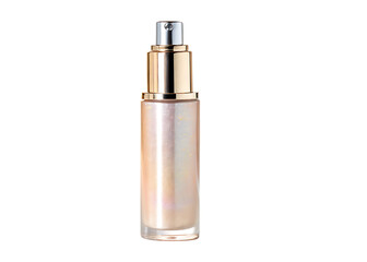 Naklejka premium Elegant gold perfume bottle with silver cap isolated on transparent background