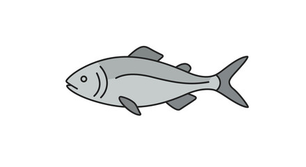 Obraz premium Simple flat design of a fish on white background