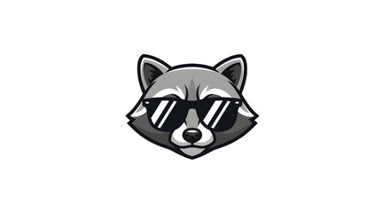 Cool raccoon cartoon character wearing sunglasses, perfect for logo design, mascot or branding with a fun and playful vibe, adding a unique touch
