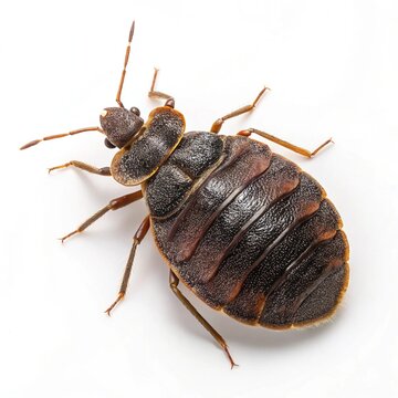 Isolated Bed Bug Macro Shot &ndash; Detailed Close-Up of Common Household Pest on White Background for Educational Use