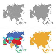 Asia map with without country borders