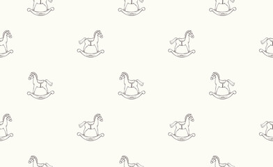 Rocking horses seamless vector pattern