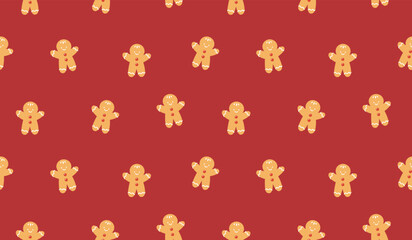 Gingerbread man christmas vector seamless pattern