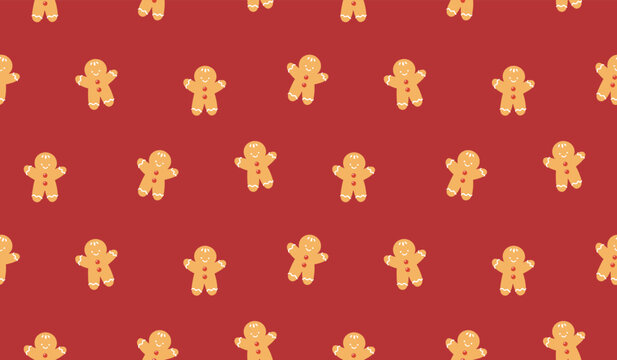 Gingerbread man christmas vector seamless pattern